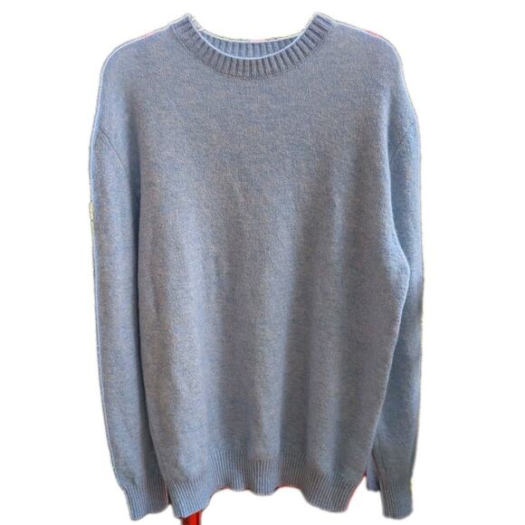 Men's Kangra Alpaca Wool Sky Blue Crew Sweater Italy Euro Old Money Academia - Picture 1 of 7